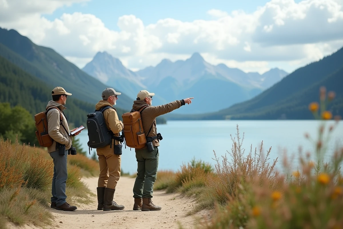 Groupe de passionnés d'ornithologie en sortie nature sur les bords du lac d'Aiguebelette